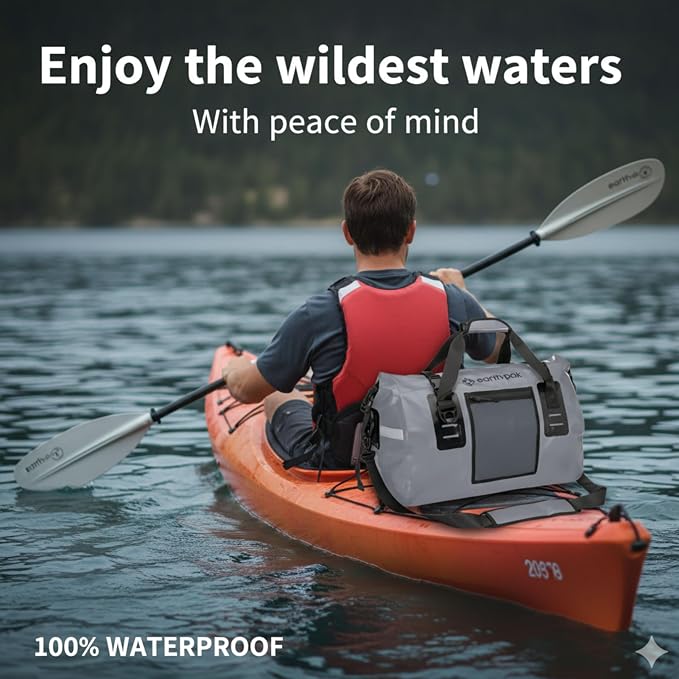 Earth Pak Waterproof Duffel Bag - Heavy Duty Motorcycle Dry Bag with Large Storage Space Perfect for Traveling, Camping, Kayaking, Fishing & Canoeing Bag 50L/70L/90L/120L Sizes - Image 3