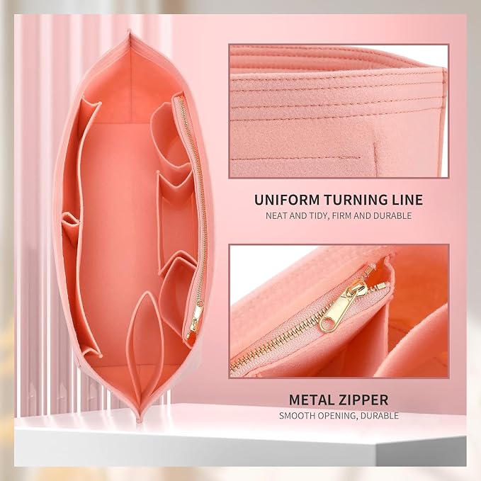 Purse Organizer Insert Compatible with Lv Neverfull MM Insert Organizer Pink and More, Bag Organizer Liner Shaper for Tote Handbags, Pink/L - Image 4