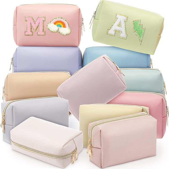 Kigeli 12 Pcs Nylon Makeup Bag Bulk Cosmetic Pouches Preppy Cosmetic Bag for Women Waterproof Travel Zipper Organizer Little Outdoor Accessory Makeup(Nylon, Foam,Morandi) by Kigeli