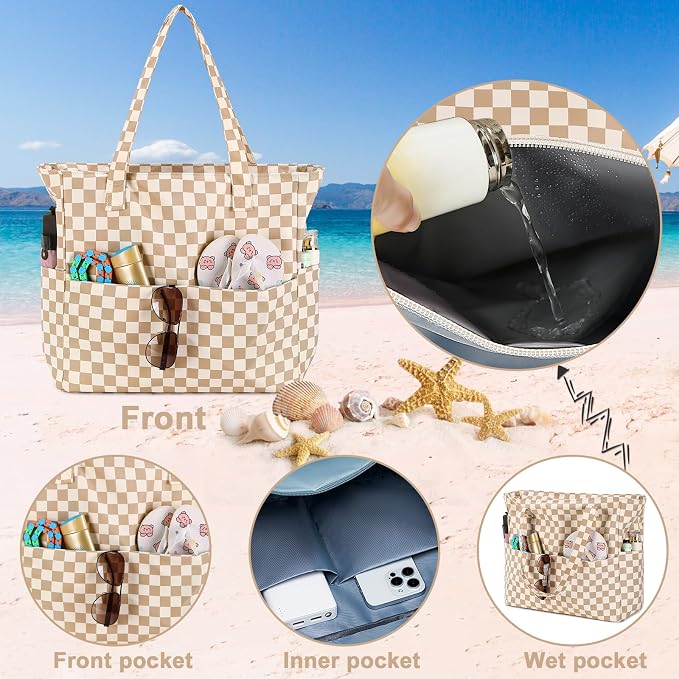 Bluboon Waterproof Beach Tote Pool Bags for Women Ladies Extra Large Carry On Bag With Wet Compartment for Weekender Travel - Image 7