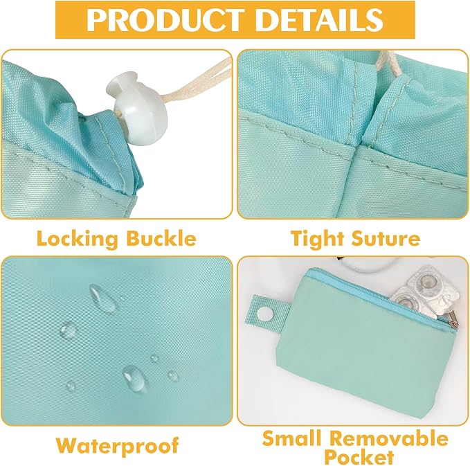 INVODA Drawstring Makeup Bag for Women Cosmetic Bag Large Travel Make up Bags Portable Barrel Toiletry Bag Toiletries Pouch Travel Cosmetic Organizer (Green) - Image 8