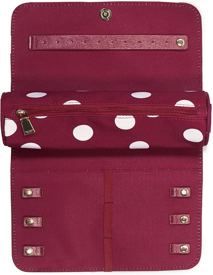 kate spade new york Travel Jewelry Roll, Julie Dot | Fabric Jewelry Case Organizer for Women, Cute Jewelry Organization Holds Necklaces, Rings, Bracelets with Zipper Pocket - Image 2