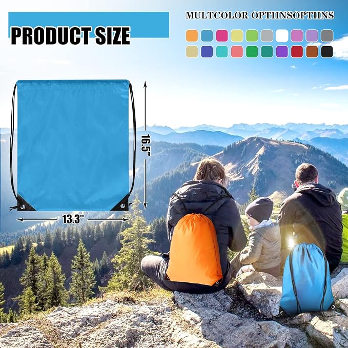Grneric Drawstring Backpack Bulk 100Pcs Cinch Bag, Polyester Drawstring Bags for Gym Beach Sports Short Trip Party (20 Colors) - Image 4