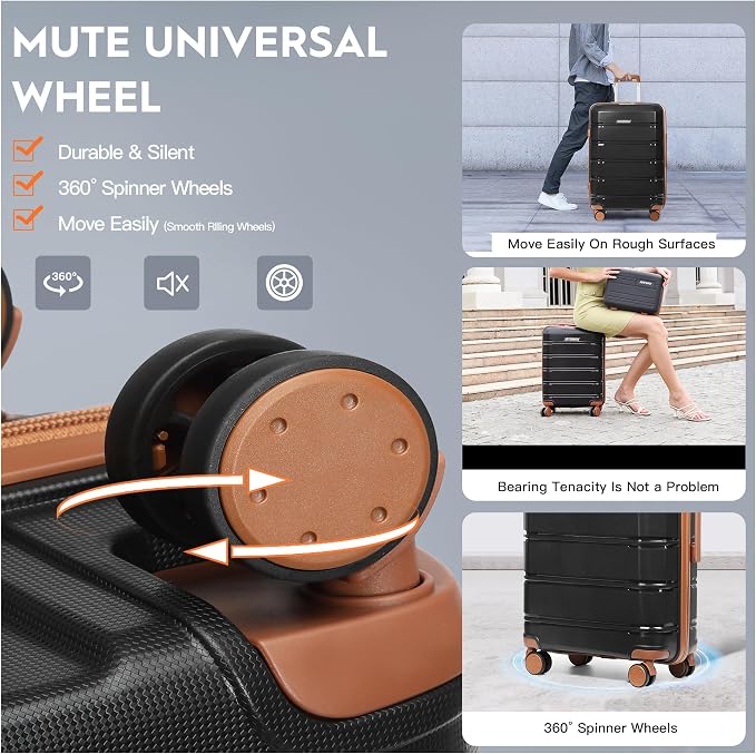 Joyway 20 Inch Carry On Luggage with TSA Lock, Durable Hardshell Suitcase for Travel, Unisex Checked Set for Men and Women Black - Image 4