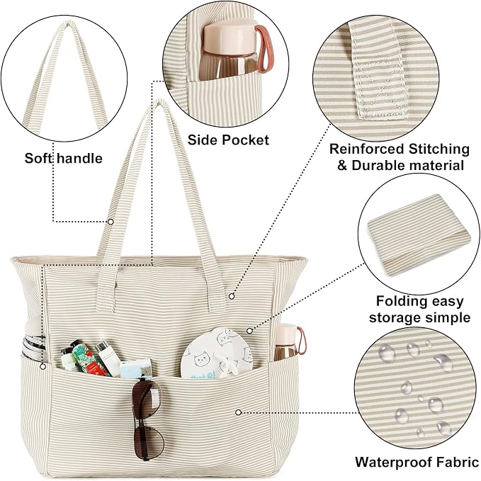 Bluboon Waterproof Beach Tote Pool Bags for Women Ladies Extra Large Carry On Bag With Wet Compartment for Weekender Travel - Image 7
