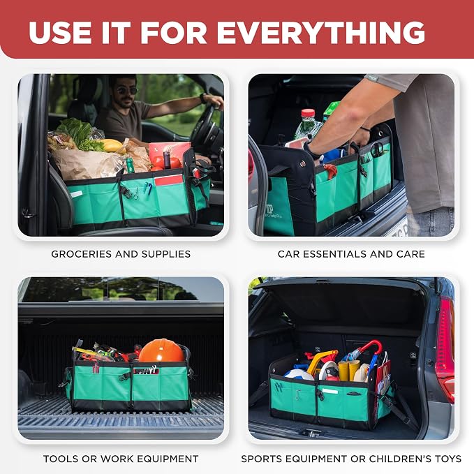 Teal Car Trunk Organizer for SUV & Auto Cargo Storage, Large | Fits Cars, SUVs & Trucks Reduces Trunk Clutter Keeps Items Within Reach Great for Shopping Easy Storage Car Accessories - Image 7