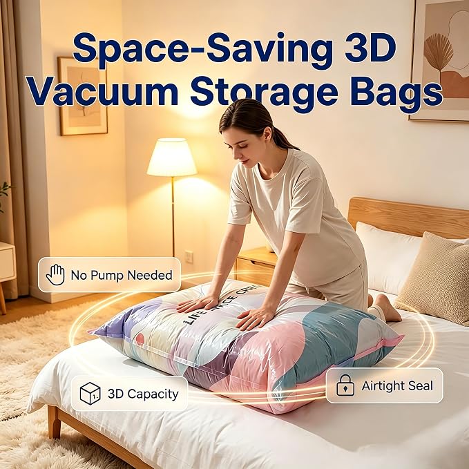 Pump-Free Compression Bags, Jumbo Airtight Storage for Comforters & Bedding (5 PCS, Medium) - Image 3