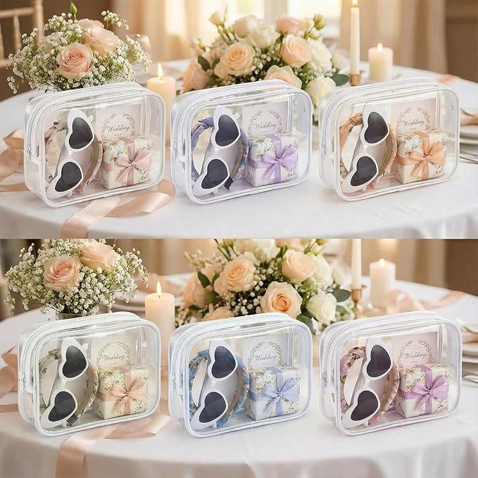 100 Pcs Clear Makeup Bags Bulk Graduation/Dad Gifts Bag Tsa Approved Toiletry Bag for Travel Transparent Cosmetic Bag Waterproof Travel Small Pouches with Zipper for Men and Women (White) - Image 7