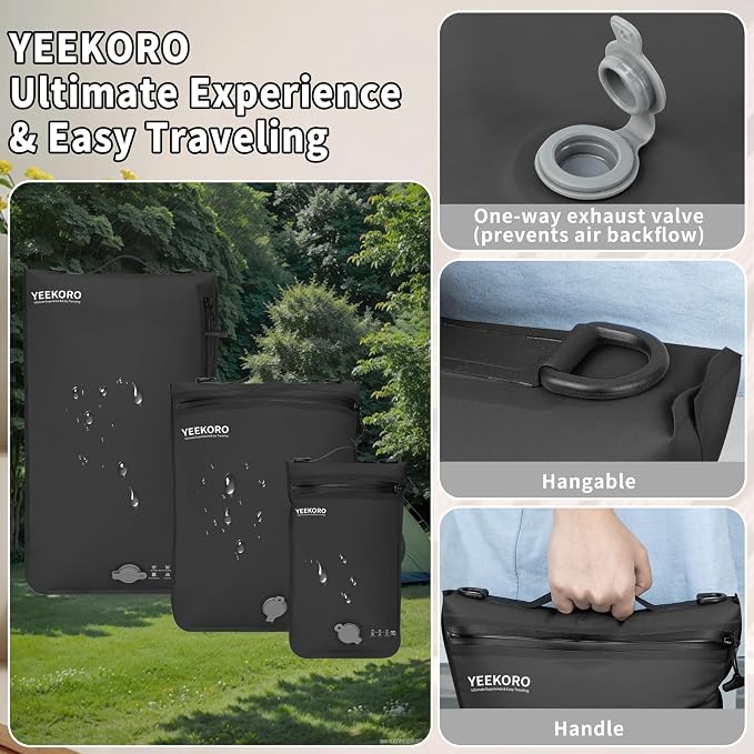 4 Set Vacuum Bags for Travel, Professional Reusable Organizer Bag with IPX8 Waterproof Zipper, Compression Bag for Suitcases, Durable Seal Space Saver Bags (Black,with pump) - Image 3