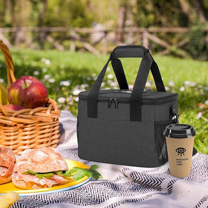 Trunab Reusable 6 Cups Drink Carrier for Delivery Insulated Caddy,Black | Adjustable Dividers,Handle & Shoulder Strap, Beverages Tote Bag for Takeout or Travel - Image 5