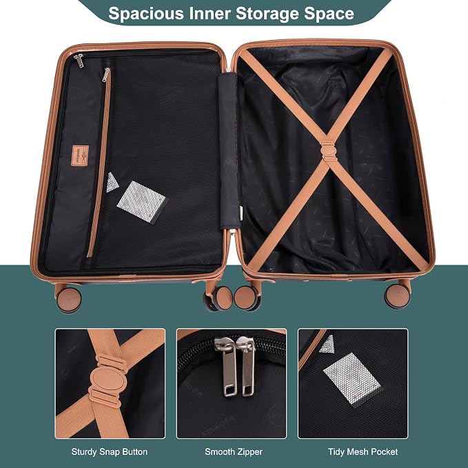 Luggage Sets 3 Piece,Suitcases with Double Spinner Wheels and TSA Lock,Hardcase 5 set Luggage with Travel Duffel Bag,Carry On Luggage Set - Image 6