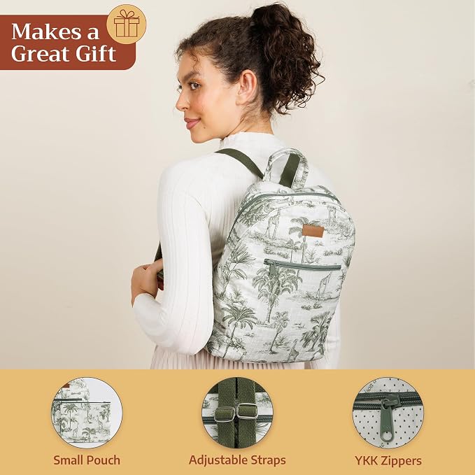 Maison d' Hermine Backpack for Women Men Cotton Shoulder Multipurpose Rucksack with Small Pouch Lightweight Multi Pocket Bag for Travel Work Beach Perfect for Spring Summer (Safari Holiday) - Image 5