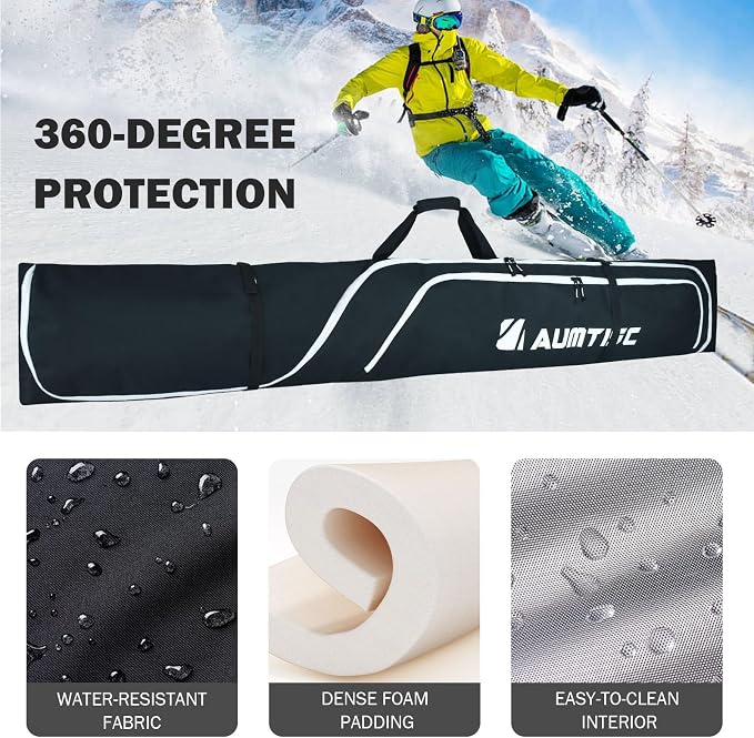 AUMTISC Padded Ski and Boots Bag Combo for Air Travel Flying, Skis Bags Adjustable Length for Skis Up to 200cm and Boots Up to Size 13 - Image 4