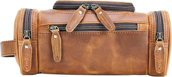 Polare Toiletry Bag Full Grain Leather Shaving Kit Dopp Kit Travel Case Wash Bag with YKK Zippers - Image 2
