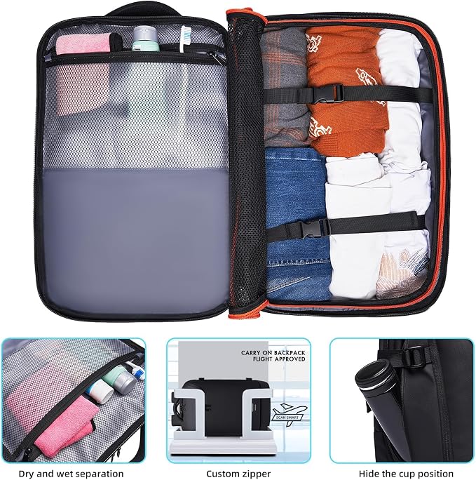 TANGCORLE Vacuum-Compressed Travel Backpack: Expandable, Airline-Approved Laptop Backpack—Unisex Business Backpack - Image 4
