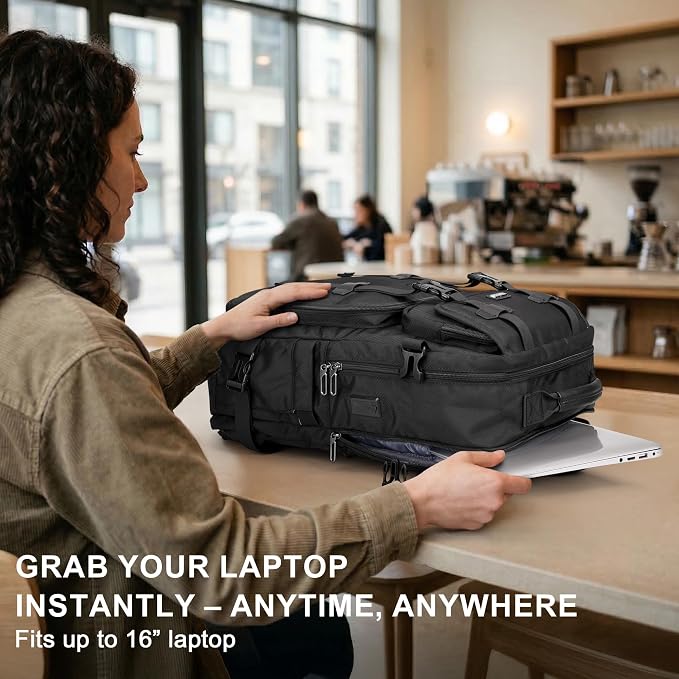 PIJUSHI Travel Backpack for Women, 3-In-1 Convertible Bag with Multi-Pocket | Carry On Luggage Duffle with 16" Laptop Compartment, Anti-Theft Back Pocket, USB Port for Daily, Airport - Image 4