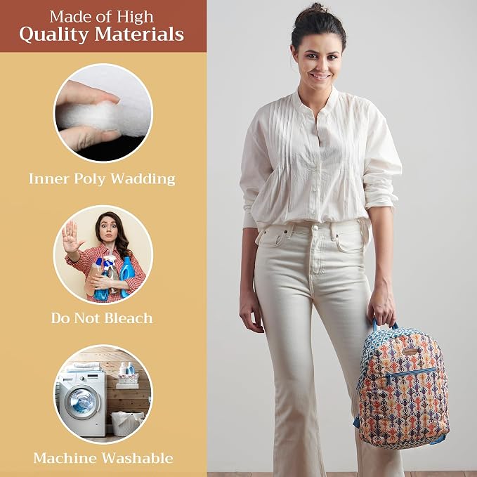 Maison d' Hermine Backpack for Women Men Cotton Shoulder Multipurpose Rucksack with Small Pouch Lightweight Multi Pocket Bag for Travel Work Beach Perfect for Spring Summer (Ikat - Dikat) - Image 3