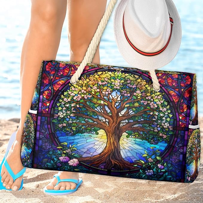 Large Beach Bag with Zipper Beach Bags for Women Water Resistant Swim Pool Bag - Image 7