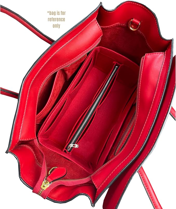 Divitize Premium Purse Organizer compatible with Luggage Nano/Micro/Mini/Medium Bag Insert — Gold Zip Perfect Fit, Durable Quality Felt, Full Coverage, 24+ Shades (For Mini Luggage, Sienna) - Image 6