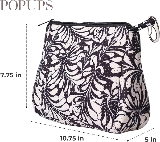 POPUPS Large Makeup Bag with Zipper - Waterproof Neoprene Cosmetic Bag 7.7 x 10.75 x 5 inches - Image 3
