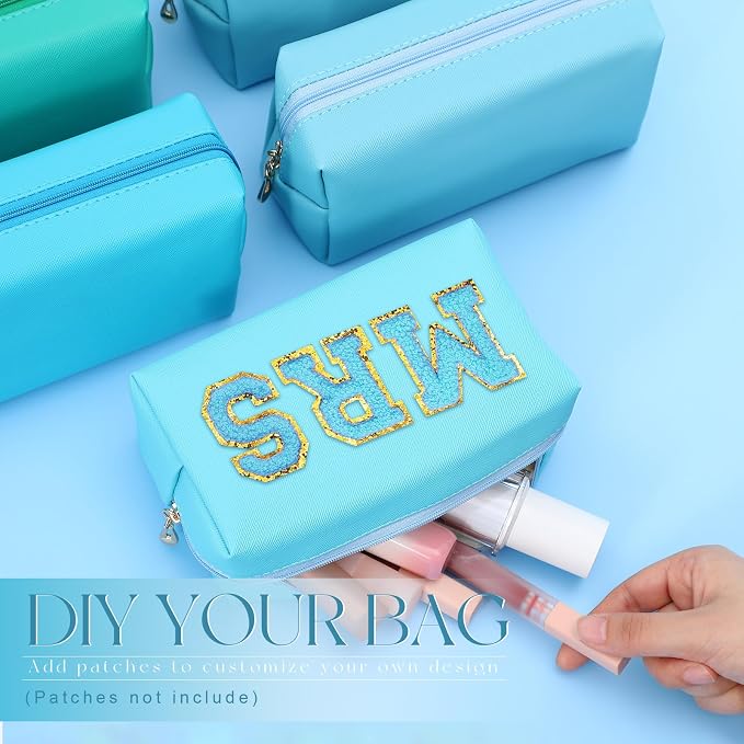 Kigeli Aesthetic Makeup Bags PU Leather Cosmetic Pouches Waterproof Plain Toiletry Bags Makeup Pouches Bulk for Women Party Gift Travel Storage Organizer(Blue Teal,7.1 x 2.8 x 4.3 in) - Image 4