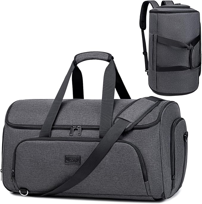 Vessgra Garment Bags for Travel 58L Garment Bags Duffle Bag for Travel Convertible Carry On Garment Duffle Bag 4 in 1 Foldable Suit Bag with Shoes Compartment for Men Women Weekender，Dark Grey by Vessgra