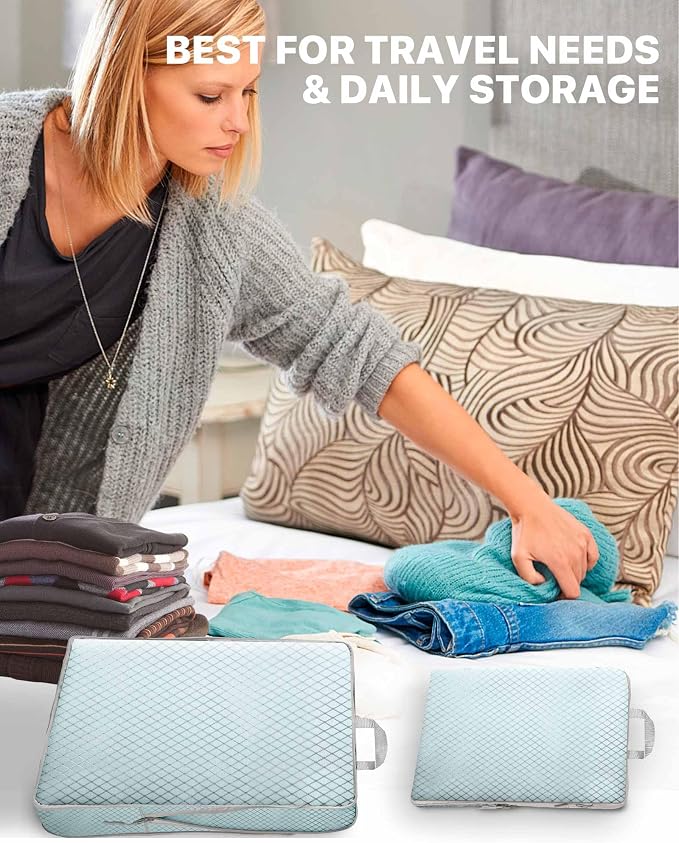 Compression Packing Cubes, 5 Set Suitcases Organizer Cubes for Travel Essentials, Ultralight Expandable Luggage Organizer Bags Set, Packing Organizer with Shoe Bag Travel Accessories Women Men (Blue) - Image 6