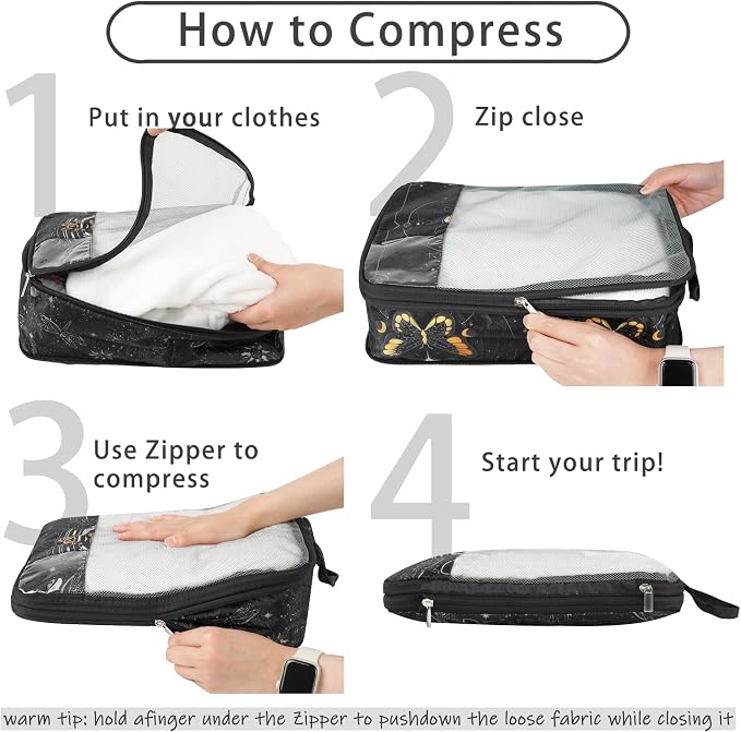 7 Pcs Compression Packing Cubes for Travel Luggage, Lightweight Suitcase Organizer Bags Set, Compression Packaging Cube for Travel Essentials, Packing Cubes for Carry on Suitcase - Image 2