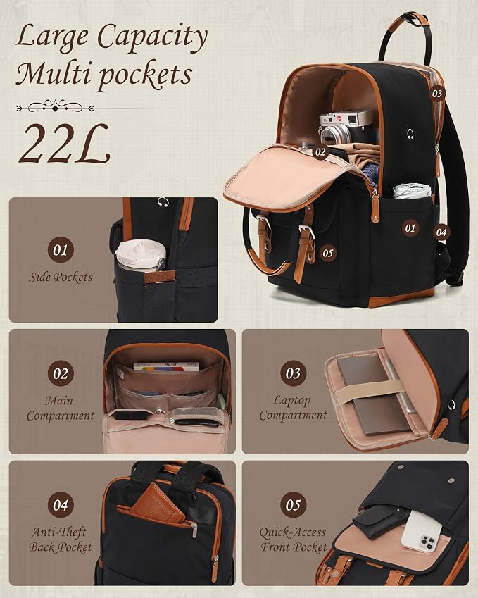 TAKUMI Luggage Sets 3 Piece, 20 Inch Carry On Luggage Set with Backpack, PC+ABS Hardshell Suitcases with Wheels, Lightweight Travel Luggage with TSA Lock for Women, Men （BLACK BROWN, 3 PIECE SET（BP） - Image 9