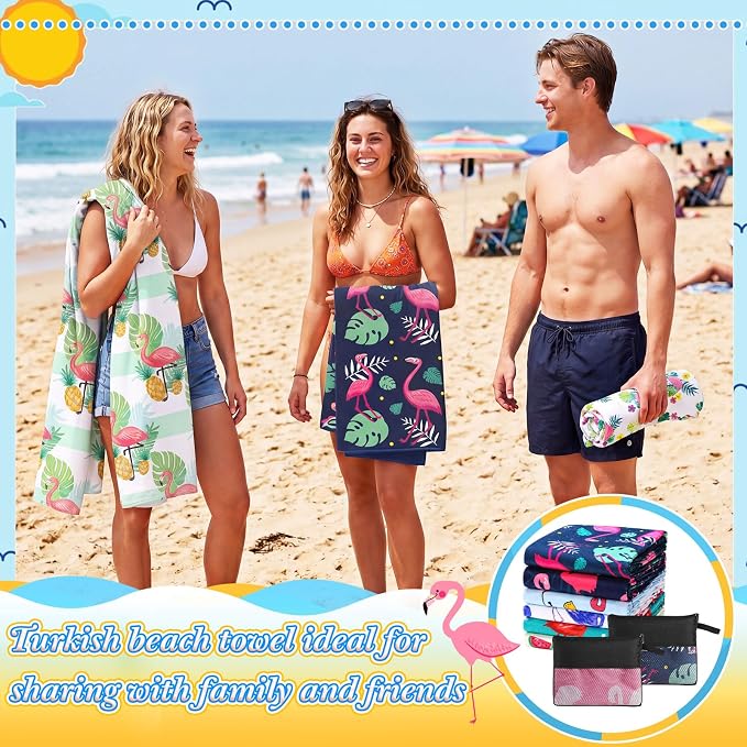 Peryiter 48 Pcs Microfiber Beach Towel with Bags Bulk, 24 Large Quick Dry Pool Towels and 24 Storage Bags, 28 x 55 Inch Flamingo Blanket for Beach Swimming Summer Party Camping Travel Women - Image 5