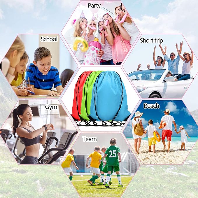 Shappy 60 Pieces Drawstring Backpack Bags Sports Drawstring Bags Bulk Nylon Cinch Bag for Gym Yoga Women Men Sports Outdoor(20 Mixed Colors) - Image 5