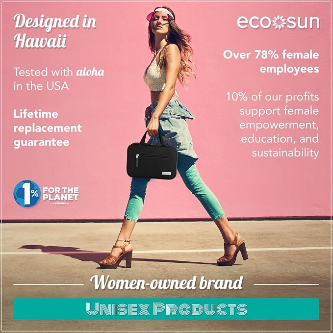 Eco Sun Hanging Travel Toiletry Bag — Designed in Hawaii — Water-resistant Travel Organizer for Bathroom Accessories (Black) - Image 4