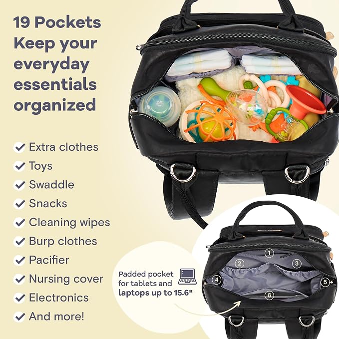 RUVALINO Diaper Bag Backpack-Multifunction Baby Travel Bag with Changing pad, Insulated Bottle Holders & Pacifier Case, Large Capacity, Waterproof, Black Leopard - Image 4