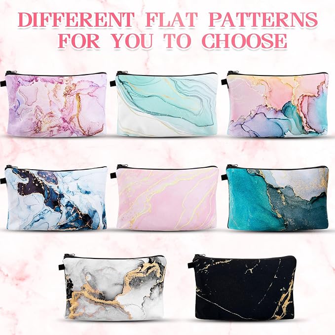 Dunzy 16 Pcs Bulk Makeup Bag for Women Appreciation Gifts for Teacher Canvas Cosmetic Bags with Zipper Pouches Waterproof Travel Toiletry Organizer for Girls Mother Teacher Nurse Bridesmaids (Marble) - Image 5