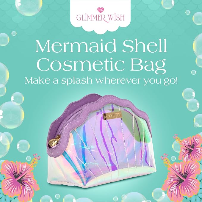 Glimmer Wish Mermaid Shell Cosmetic Bag, Make Up Bag, Skincare Bag - Image 3