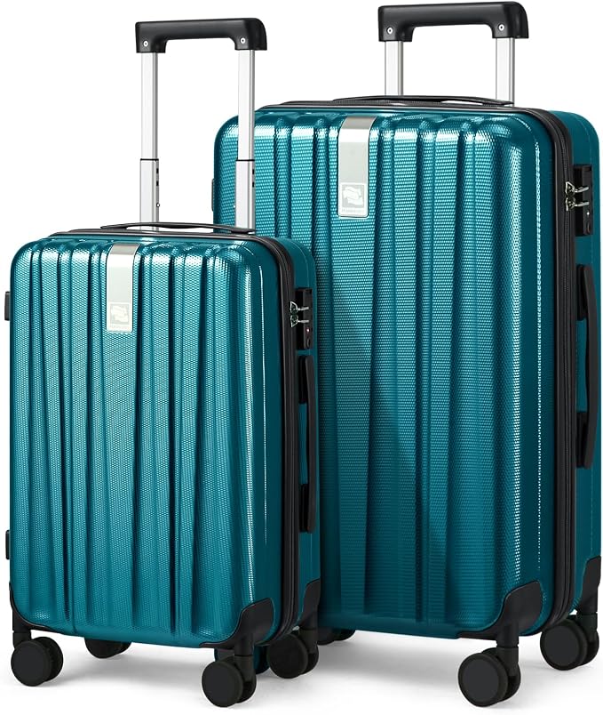 Hanke Luggage Sets 2 piece Carry On Luggage with Wheels PC Hard Shell Suitcases Lightweight Checked Travel Luggage Large Travel Suitcase Woman Men 20/29 Inch(Caribbean Blue) by Hanke