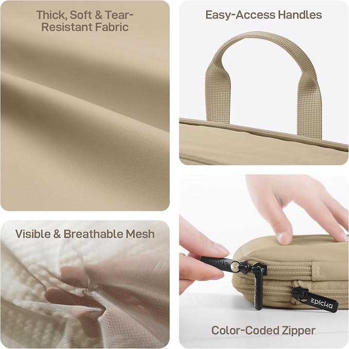 EPICKA TripCozy Compression Packing Cubes - 6 Set Durable Travel Organizer Bags with Mesh Top, Expandable Travel Accessories for Carry on, Luggage, Suitcase, Backpack (Khaki) - Image 4