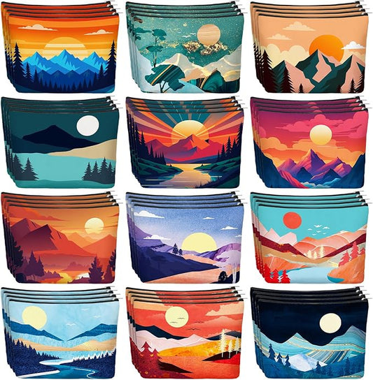 Sweetude 36 Pcs Mountain Makeup Bag Bulk Colorado Gifts Portable Travel Cosmetic Bags with Zipper Waterproof Portable Roomy Travel Toiletry Organizer Storage Beauty Pouch for Women Mountain Gifts by Sweetude
