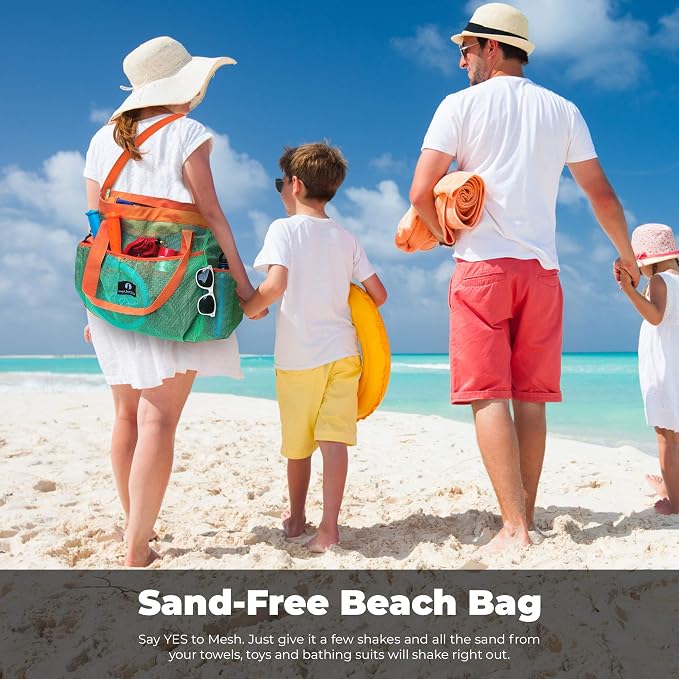 Red Suricata Mesh Beach Bag with Zipper - Extra Large Beach Tote Bag – Pool Bag | with Zipper - Image 3