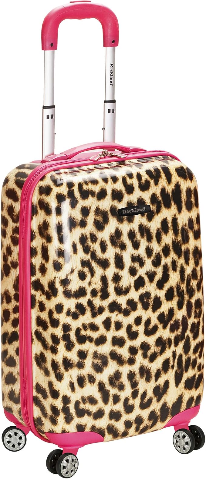 Rockland Safari Hardside Spinner Wheel Luggage, Carry-on 20", Pink Leopard by Rockland
