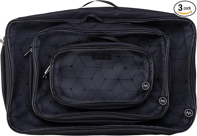 The Packus Cubus from, 3 Piece Packing Cube Set with a 24 Liter Total Capacity, Travel Luggage Organizer for Clothes, Shoes, and Accessories, Made from Sturdy Nylon, PC-511-BLK, Black by MerzonTravel