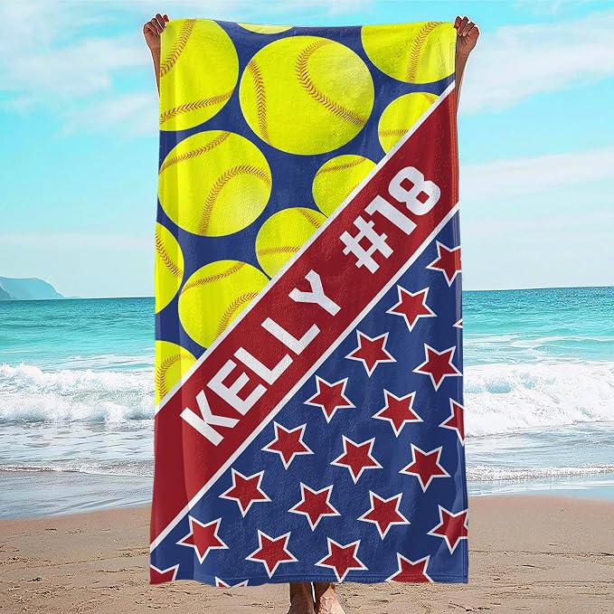 Personalized Beach Towel With Name, Custom Beach Towel with Text, Customized Microfiber Pool Towel, Quick Dry & Absorbent Swim Towel for Adult,Anniversary, Birthday, Summer Holiday,Vacation,Tennis by JML