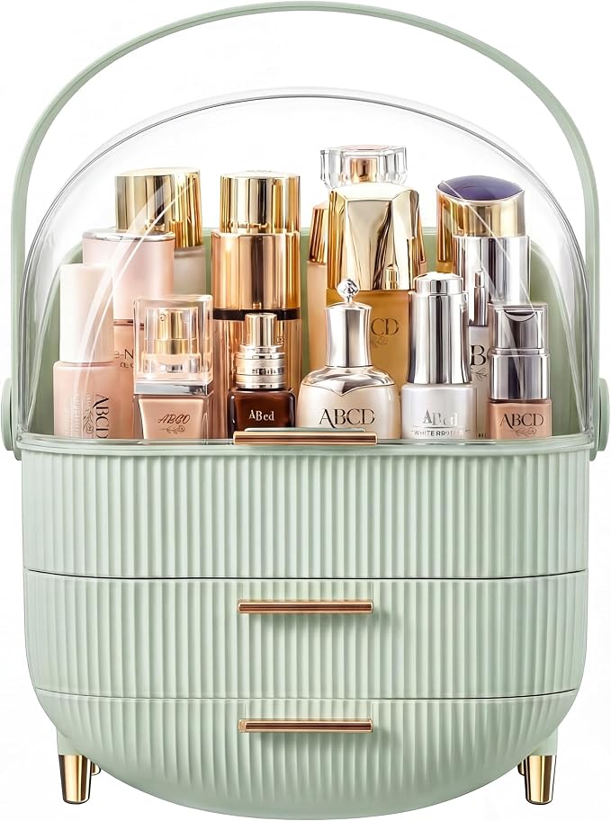Makeup Organizer Skincare Organizers - Cosmetic Display Cases with Transparent Cover, SkinCare Organizers for Bathroom Countertop, Bedroom Vanity Desk, Lipstick Organizer, White by Unknown