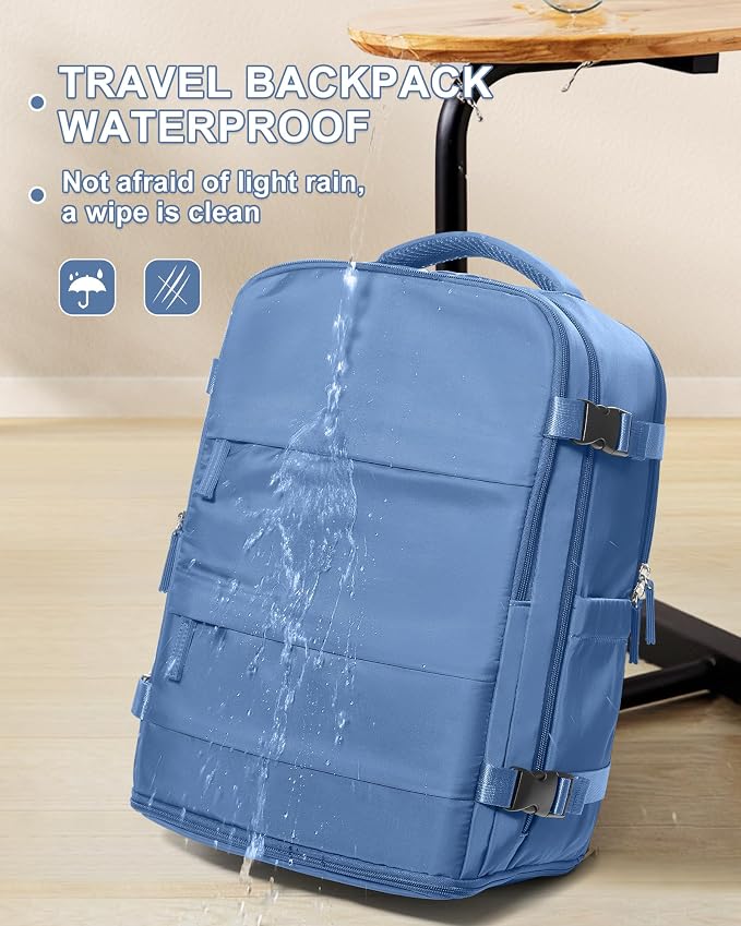 coowoz Large Travel Backpack Carry On for Women Man Waterproof Gym Backpacks with Laptop Compartment Mochila de Viaje Teacher Personal Item Backpack Rucksack Airplane Accessories Must Haves Sky Blue - Image 7