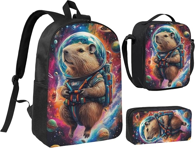 Animal Kid Backpack Set with Lunch Bag & Pencil Case Large Capacity School Bag 17 Inch Bookbag for Boy Girl by thmnj