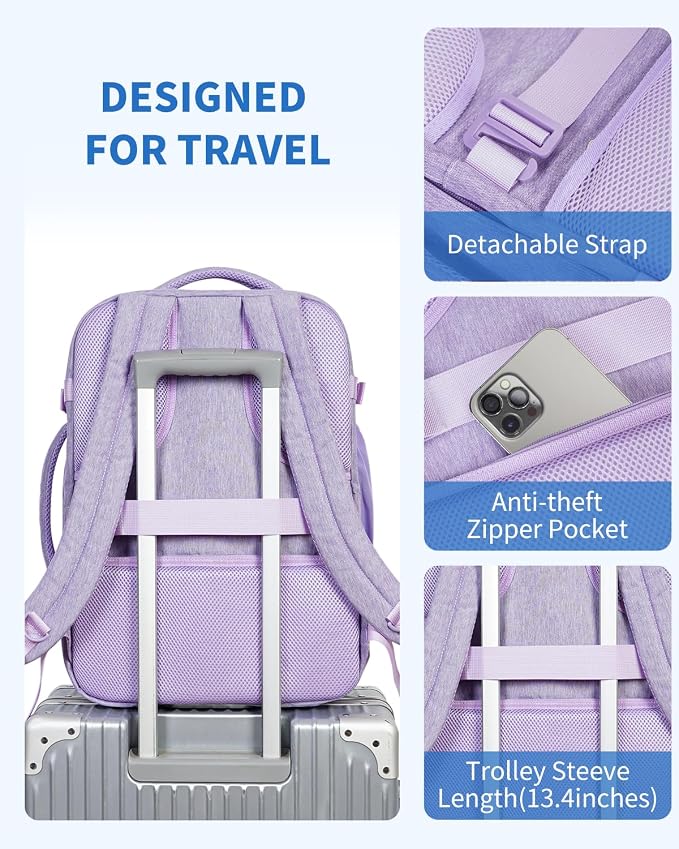 WANDF Travel Backpack For Spirit Airlines Personal Item Bag 18x14x8 with Wet Pocket, 17 Inch Laptop Backpack for Men Women | Frontier Airline Underseat Fit, Fits 17" Laptop, 180°Opening, Travel Backpack - Image 7