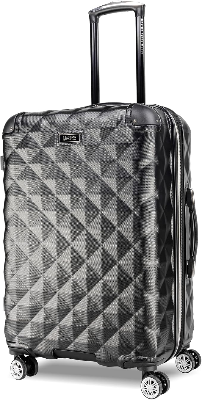 Kenneth Cole REACTION Diamond Tower Collection Lightweight Hardside Expandable 8-Wheel Spinner Travel Luggage, Black, 24-Inch Checked by KennethCole