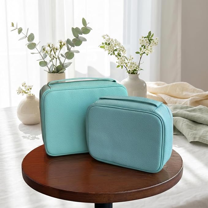 Luxury Genuine Cowhide Leather Cosmetic Organizer Bag – Large Capacity Makeup & Toiletry Travel Case with Compartment, Brush Holder for Women and Men - Image 4