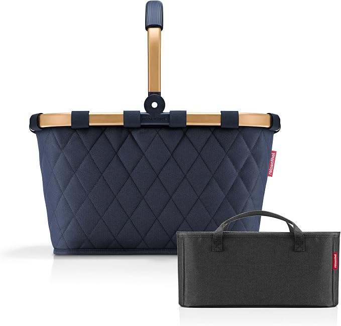 reisenthel Carry Bag + Organiser - Functional Bag Organiser: For Even More Order in Your reisenthel Shopping Basket, Rhombus Midnight Gold+ Black, B 48 x H 29 x T 28 cm, Practical by reisenthel%C2%AE