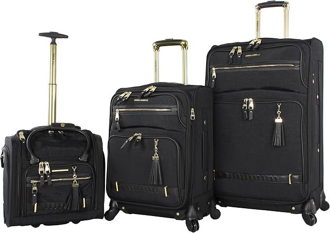 Steve Madden Designer Luggage Collection - 3 Piece Softside Expandable Lightweight Spinner Suitcase Set - Travel Set Includes an Under Seat Bag, 20-Inch Carry on and 28-Inch Checked Suitcase, by STEVEMADDEN